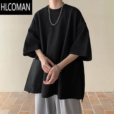 HLCOMAN特大码300斤大口袋工装短袖T恤男夏季新款潮牌百搭宽松五分袖体恤