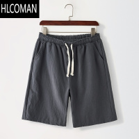 HLCOMAN夏季棉麻加肥加大码短裤男士肥佬休闲中裤吸汗透气宽松五分裤
