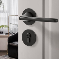 建玖 门锁一套 门锁室内房门锁卧室门锁卫生间实木门把手轻音降噪门锁具哑黑色 单套