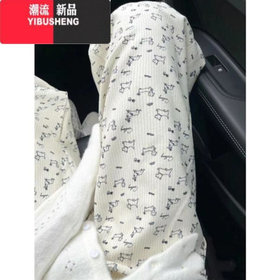 YIBUSHENG可爱狗狗阔腿裤女季薄款新款宽松垂感直筒休闲裤