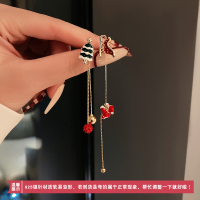 2023年新款独特不对称长款耳环气质流苏耳坠耳钉圣诞耳饰女潮冬送女朋友老婆情人节七夕生日礼物