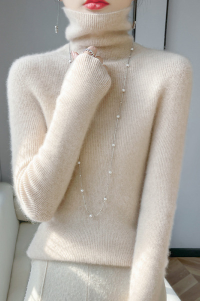 一线成衣安迪绒堆堆领内搭打底衫纯色修身套头女装针织衫