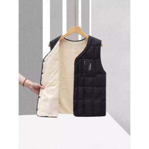 中老年加绒棉背心短款爸爸装大码马夹男士羽绒棉马甲加厚秋冬新款