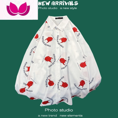 七斓秋季高级垂感长袖衬衫男士韩版ins潮痞帅小众网红港风宽松花衬衣