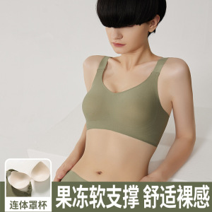 无痕内衣女文胸舒适聚拢上托3D果冻软支撑薄款收副乳大胸显小胸罩_1