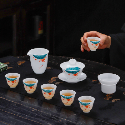 MULTIPOTENT功夫茶具整套陶瓷套装精美伴手礼盒装 鱼戏荷莲套组