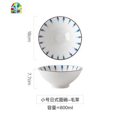 日式陶瓷大号汤碗意面碗米饭碗餐具家用创意单个拌面拉面碗沙拉碗 FENGHOU 6.25寸印迹碗-月夜