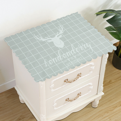 家柏饰(CORATED)床头柜盖布防水防油免洗北欧家用防尘罩套卧室床头盖巾冰箱防尘布 灰格单麋鹿 40*60cm