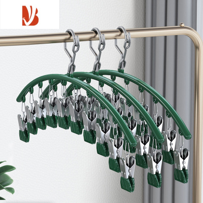 三维工匠不锈钢凉袜子架子多晾衣架内裤夹子晾晒器防风挂钩家用袜夹