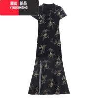 YIBUSHENG国风复古改良旗袍连衣裙女季2024新款时尚高级气质收腰包臀长裙