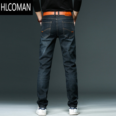 HLCOMAN2024新款牛仔裤男士款宽松直筒长裤冬季潮流加绒修身休闲男裤