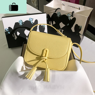 2020新款韩版早春质感洋气马鞍包时尚小方包百搭单肩斜挎流苏包女NEW LAKE女斜挎包