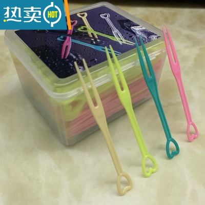 敬平水果叉子单独包装塑料果叉透明独立小叉商用家用蛋糕签果插 精美家庭装-心形四色200支牙签