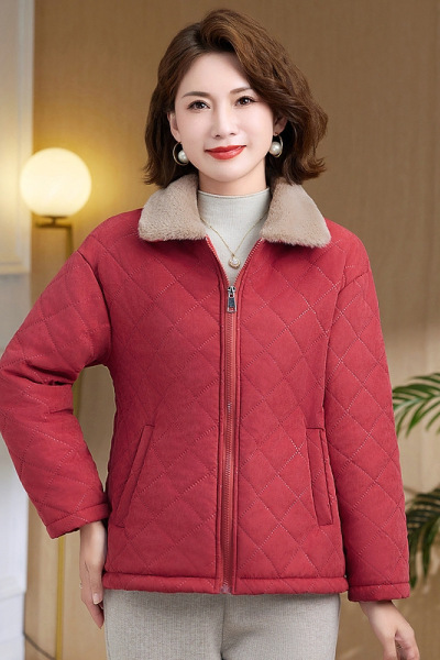 年寻蔻家中老年翻领妈妈棉服女40-50-60岁中年人保暖加绒外套