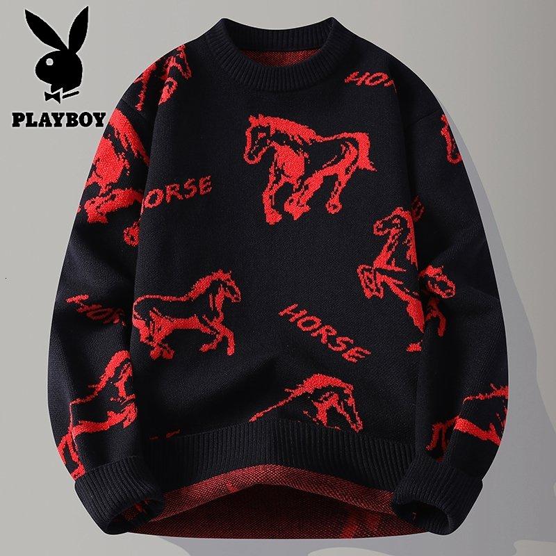 花花公子新款高品质[新款] 2025年秋冬款圆领针织毛衣男