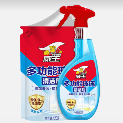 威王多功能玻璃清洁剂 1瓶+1袋 1瓶500g+1袋420g