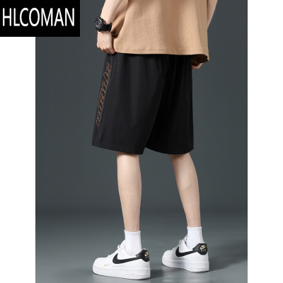 HLCOMAN冰丝短裤男士夏季薄款潮牌宽松直筒外穿速干沙滩运动休闲五分中裤