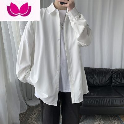 七斓长袖衬衫男韩版高级感百搭衬衣外套日系潮流宽松大码纯色上衣