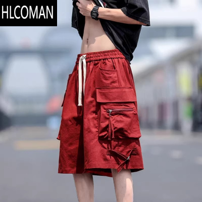 HLCOMANcityboy日系多口袋伐木工装短裤男夏潮牌休闲宽松大码五分裤300斤