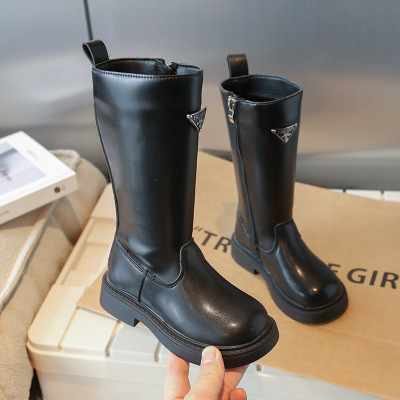 儿童靴子年秋季新款加绒棉童靴女童长筒靴厚底长靴小中童