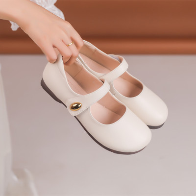 韩版复古平底圆头鞋女春秋新款舒适魔术贴单鞋百搭四季休闲鞋