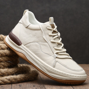 单鞋 男士高帮休闲小丑鞋百搭休闲休闲鞋新款头层牛皮男鞋