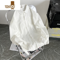 YANXU夏季棉麻衬衫男长袖ins港风日系休闲百搭潮流纯色宽松亚麻上衣潮