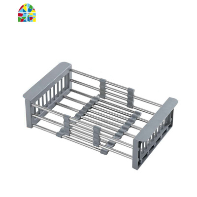 厨房水沥至物水架不锈钢水池可伸缩洗碗洗菜盆餐具滤水篮 FENGHOU 不锈钢水槽[伸缩款大号]洗菜篮洗菜篮