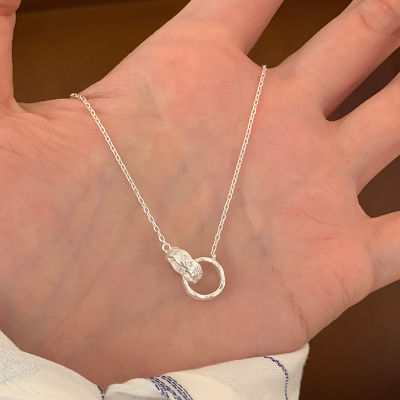 纯银环环相扣项链女款2025新款几何圆环锁骨链轻奢送闺蜜礼物送女朋友老婆情人节七夕生日礼物
