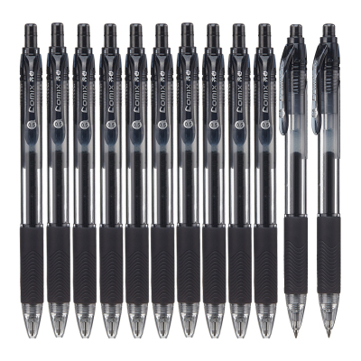 齐心 K37 巨黑按动中性笔 子弹头 0.5mm 12支/盒 黑