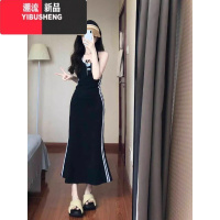 YIBUSHENG美式辣妹挂脖连衣裙女装季设计感小众收腰显瘦长裙修身吊带裙子