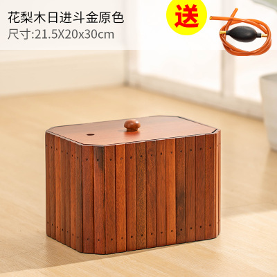 MULTIPOTENT茶具配件花梨木实木茶渣桶茶水桶茶叶垃圾桶废水桶日进斗金原色