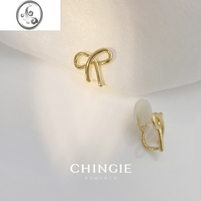 JiMichingie蝴蝶结耳夹女蚊香盘复古港味无耳洞耳饰简约可爱学生甜酷