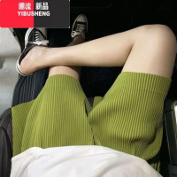 YIBUSHENG冰丝短裤女阔腿裤子直筒季薄款百褶运动裤宽松垂感休闲五分裤