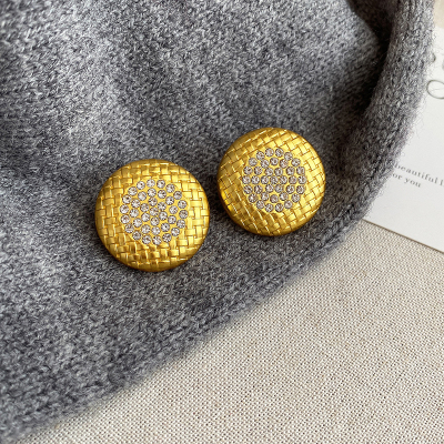 金色锆石几何耳钉轻奢高级感气质耳环2024新款精致时尚耳饰女送女朋友老婆情人节七夕生日礼物