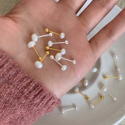 s925纯银天然淡水珍珠耳钉轻奢高级感耳环气质小众耳饰养耳洞送女朋友老婆情人节七夕生日礼物