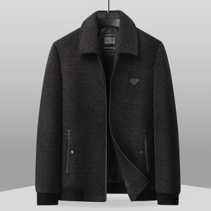 新款爸爸装春季翻领夹克中老年男式外套40-50岁中年服装男大码