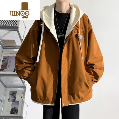 YANXU假外套男士秋季2023休闲宽松夹克潮牌上衣青少年款冲锋衣