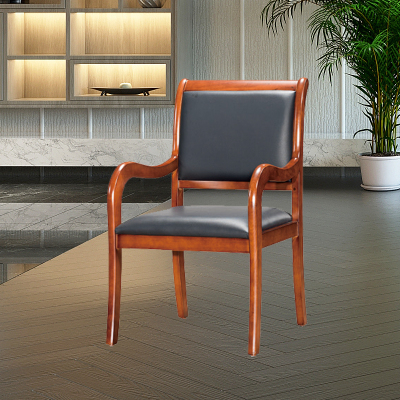 优百丽 SH-37 橡胶木椅 办公家具 办公椅 皮艺老板椅 实木四脚椅 电脑椅会议椅 皮料色彩可定制