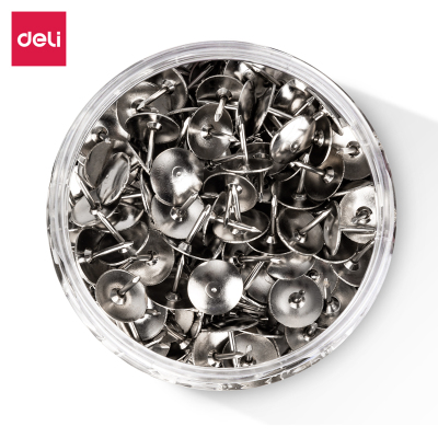 得力(deli)0040大头针 图钉镀镍图钉大头钉按钉300枚/筒