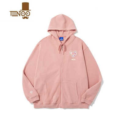 YANXU76珍珠蝴蝶刺绣连帽卫衣男女情侣新款潮牌宽松休闲开衫外套