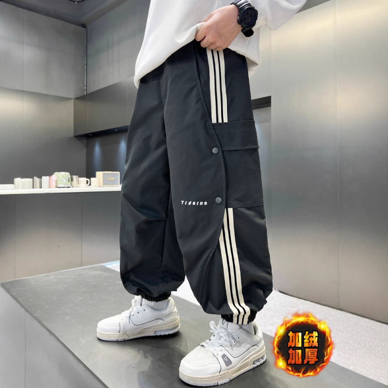 男童秋冬款裤子新款儿童休闲束脚裤中大童加绒宽松男孩冬装潮