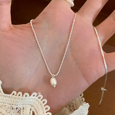 纯银天然淡水珍珠吊坠项链女款2025新款轻奢小众锁骨链女送女朋友老婆情人节七夕生日礼物