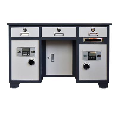 臻远 ZY-BXZ-10 办公保险桌电子密码锁双柜灰白套色1.2米可定制