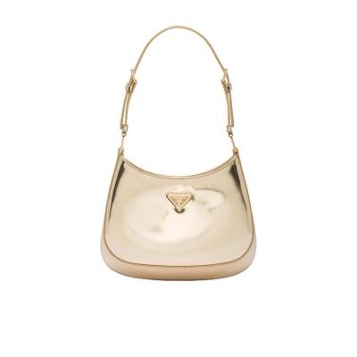 普拉达(PRADA)女士真皮单肩包金属五金三角徽标印花衬里通勤手提