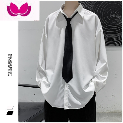 七斓dk制服男长袖内搭衬衫痞帅港风内搭白色衬衣休闲外套潮ins