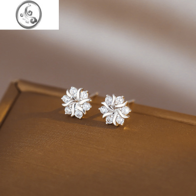 JiMiS999银银针花朵耳钉2023年新款潮养耳洞耳环女小巧气质高级感耳饰