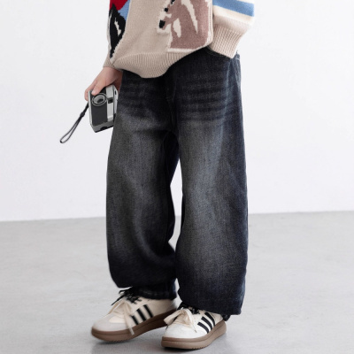 儿童装男童冬装裤子新款中大童冬季加绒加厚男孩秋冬款牛仔裤