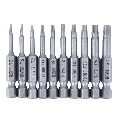 takama(高松)406020 T形梅花螺丝批头套装10件套起子头旋具头电动批头S2带强磁 T20
