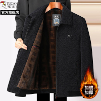 啄木鸟冬季夹克新款男士上衣中年加绒加厚保暖舒适爸爸装翻领外套